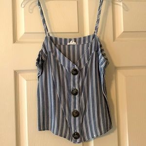 Garage blue and white striped tank top